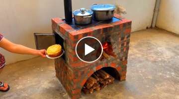 Three in one wood stove / Creative ideas from cement and brick