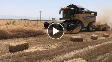 Combine harvester and hay baler machine