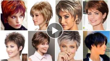 Newest & Super Classy Short Hair Hairstyles Haircuts & Hair Dye Color Ideas For Women Over 40 Ima...