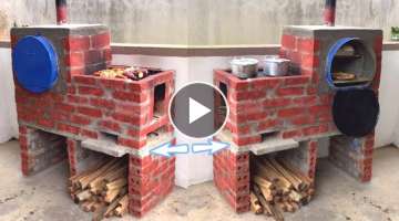 Multi-purpose smoke-free wood stove _ Creative ideas from cement and non iron barrels