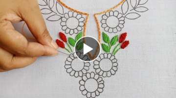 Hand Embroidery Neck Design #46, Neck Design Embroidery, Neckline Embroidery,গলার ডি�...