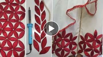 Cutwork Flower Embroidery Tricks simple sewing machine _شلوار میں پھولوں کی پت...