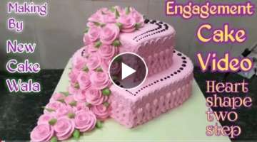 ENGAGEMENT CAKE How to make Engagement heart shape cake pink colour