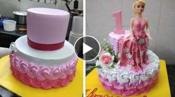 Two Tire Baby Birthday Cake Design |Barbie Doll Cake Design |Doll Cake | Doll Cake decorating
