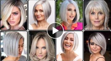50supper cut looks with Short hairstyles for round face//silver dye hair color with short hairc...