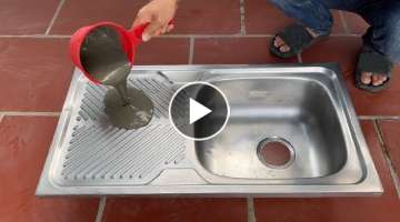 Cement wood stove / Firewood stove made from cement and Stainless Steel Sink / DIY Wood Stoves /