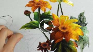 Hand Embroidery Art - Wild sunflowers in bloom - KIT76 ThuongEmbroidery