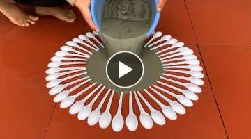Smart ideas from plastic spoons and cement - DIY coffee table and flower pot
