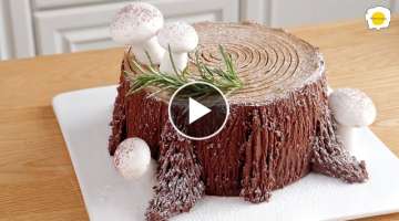Mocha Buttercream Stump Cake Yule Log Recipe Chocolate Coffee 摩卡树桩木柴蛋糕巧克力�...